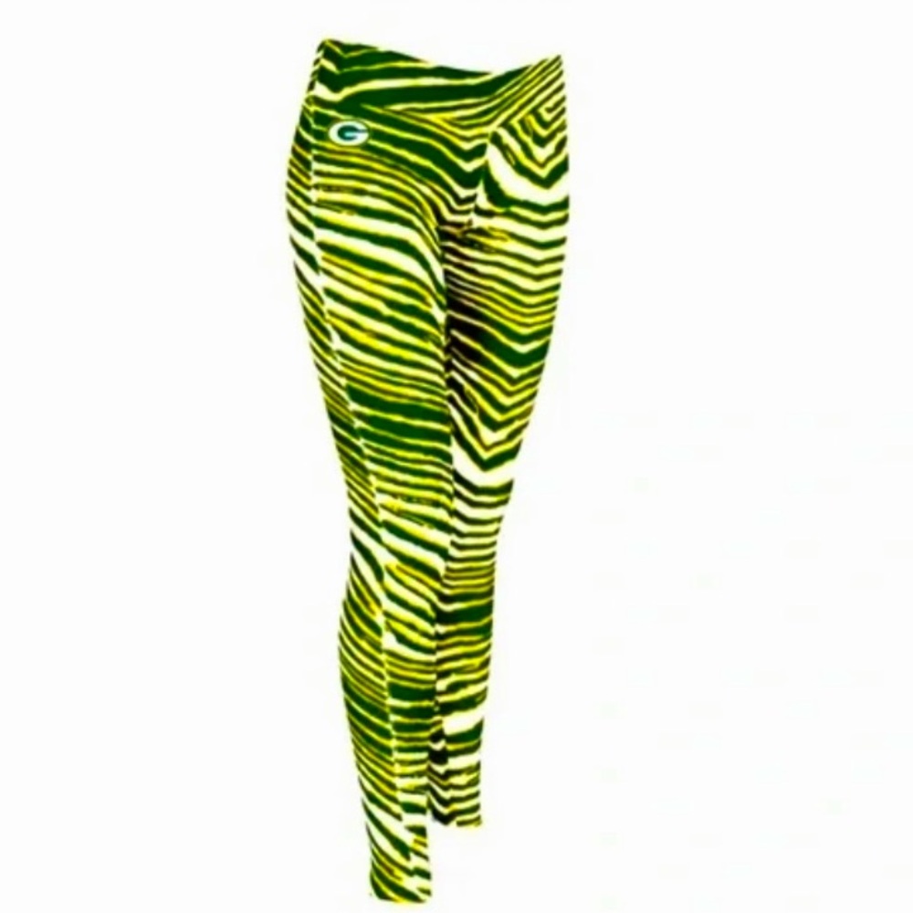 NEW NFL tri-color women’s leggings. Zubaz for NFL. Green/gold & white.
